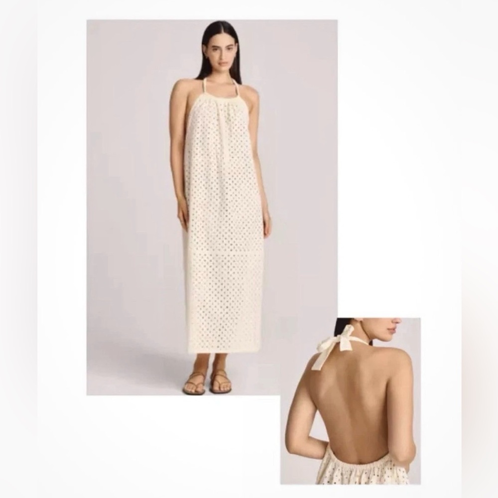 🌿 NWT Vitamin A x Target Ivory Eyelet Halter Maxi Cover-Up Dress - XS